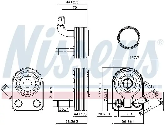 Ölkühler, Motoröl NISSENS 90970 Bild Ölkühler, Motoröl NISSENS 90970