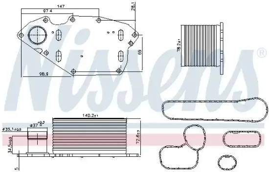 Ölkühler, Motoröl NISSENS 91303 Bild Ölkühler, Motoröl NISSENS 91303