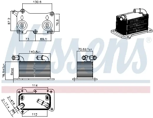 Ölkühler, Motoröl NISSENS 91368 Bild Ölkühler, Motoröl NISSENS 91368