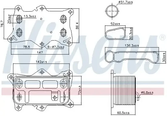 Ölkühler, Motoröl NISSENS 91472 Bild Ölkühler, Motoröl NISSENS 91472