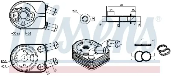 Ölkühler, Motoröl NISSENS 91499 Bild Ölkühler, Motoröl NISSENS 91499