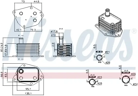 Ölkühler, Motoröl NISSENS 91592 Bild Ölkühler, Motoröl NISSENS 91592