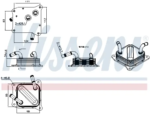 Ölkühler, Automatikgetriebe NISSENS 91598 Bild Ölkühler, Automatikgetriebe NISSENS 91598