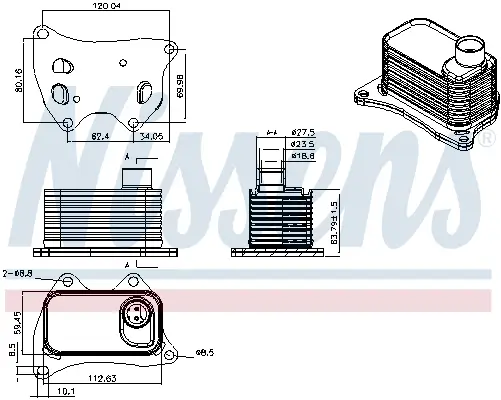 Ölkühler, Motoröl NISSENS 91607 Bild Ölkühler, Motoröl NISSENS 91607