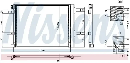 Kondensator, Klimaanlage NISSENS 941399 Bild Kondensator, Klimaanlage NISSENS 941399