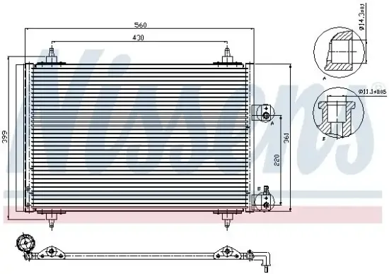 Kondensator, Klimaanlage NISSENS 94560 Bild Kondensator, Klimaanlage NISSENS 94560