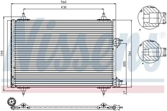 Kondensator, Klimaanlage NISSENS 94570 Bild Kondensator, Klimaanlage NISSENS 94570