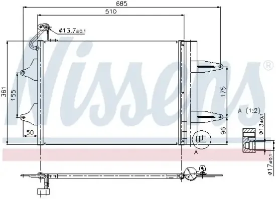 Kondensator, Klimaanlage NISSENS 94628 Bild Kondensator, Klimaanlage NISSENS 94628