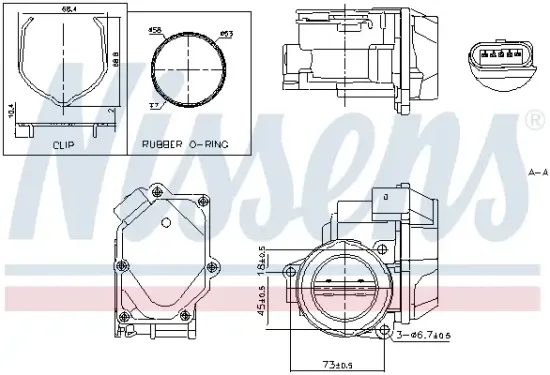 Drosselklappenstutzen 12 V NISSENS 955055 Bild Drosselklappenstutzen 12 V NISSENS 955055