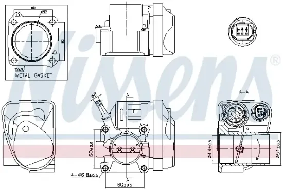Drosselklappenstutzen 12 V NISSENS 955057 Bild Drosselklappenstutzen 12 V NISSENS 955057