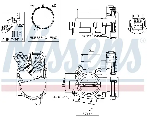Drosselklappenstutzen 12 V NISSENS 955059 Bild Drosselklappenstutzen 12 V NISSENS 955059