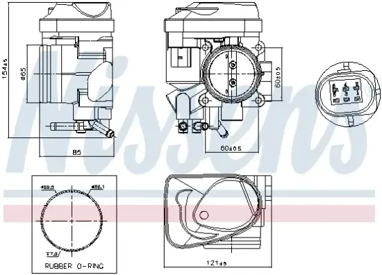Drosselklappenstutzen 12 V NISSENS 955061 Bild Drosselklappenstutzen 12 V NISSENS 955061