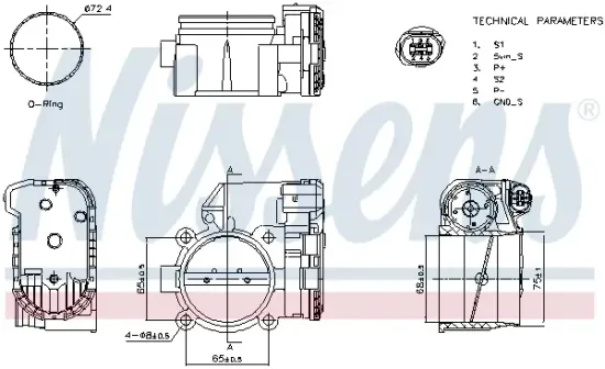 Drosselklappenstutzen 12 V NISSENS 955069 Bild Drosselklappenstutzen 12 V NISSENS 955069