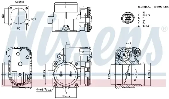 Drosselklappenstutzen 12 V NISSENS 955079 Bild Drosselklappenstutzen 12 V NISSENS 955079