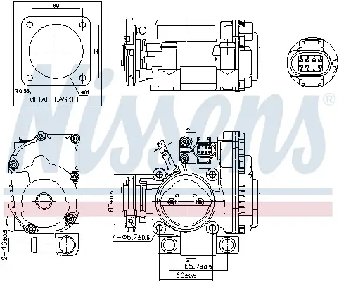 Drosselklappenstutzen 12 V NISSENS 955080 Bild Drosselklappenstutzen 12 V NISSENS 955080