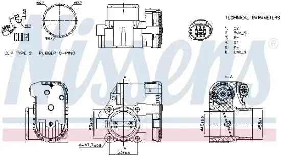 Drosselklappenstutzen 12 V NISSENS 955093 Bild Drosselklappenstutzen 12 V NISSENS 955093