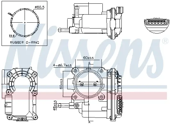Drosselklappenstutzen 12 V NISSENS 955229 Bild Drosselklappenstutzen 12 V NISSENS 955229