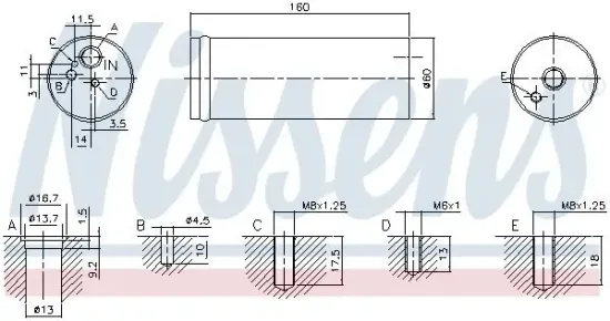 Trockner, Klimaanlage NISSENS 95524 Bild Trockner, Klimaanlage NISSENS 95524