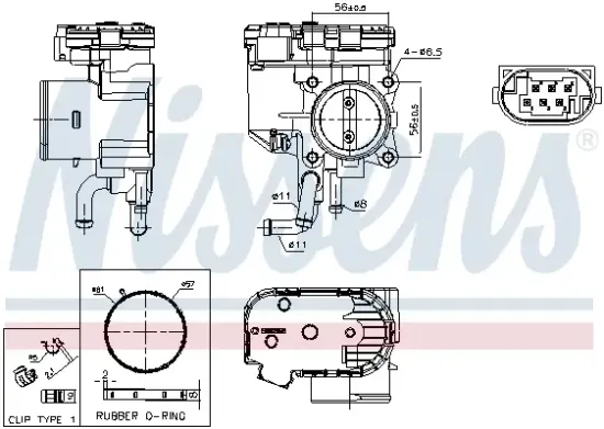 Drosselklappenstutzen 12 V NISSENS 955250 Bild Drosselklappenstutzen 12 V NISSENS 955250