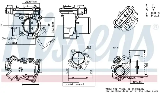 Drosselklappenstutzen 5 V NISSENS 955308 Bild Drosselklappenstutzen 5 V NISSENS 955308