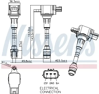 Zündspule 12 V NISSENS 966026 Bild Zündspule 12 V NISSENS 966026