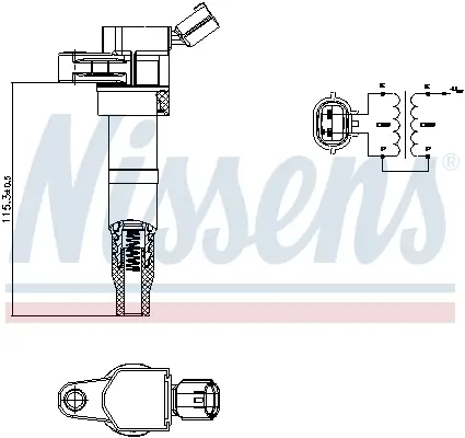 Zündspule 12 V NISSENS 966153 Bild Zündspule 12 V NISSENS 966153