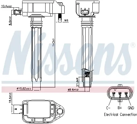 Zündspule 14 V NISSENS 966273 Bild Zündspule 14 V NISSENS 966273