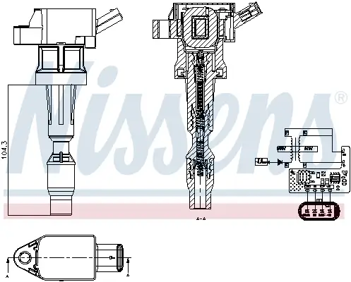 Zündspule 12 V NISSENS 966821 Bild Zündspule 12 V NISSENS 966821