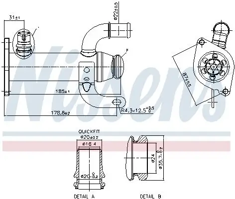 Kühler, Abgasrückführung NISSENS 989278 Bild Kühler, Abgasrückführung NISSENS 989278