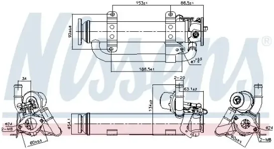 Kühler, Abgasrückführung NISSENS 989398 Bild Kühler, Abgasrückführung NISSENS 989398