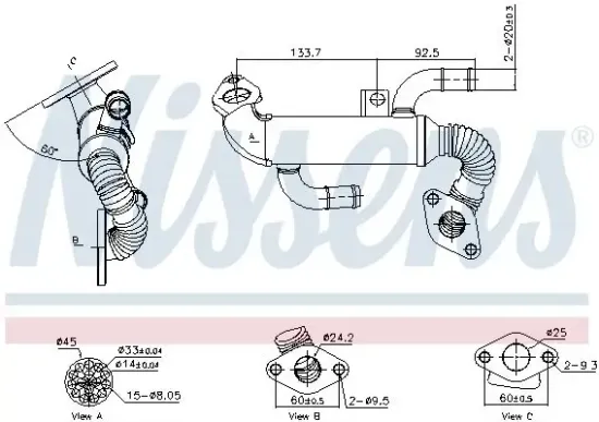 Kühler, Abgasrückführung NISSENS 989399 Bild Kühler, Abgasrückführung NISSENS 989399