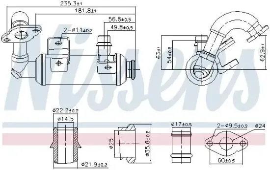Kühler, Abgasrückführung NISSENS 989407 Bild Kühler, Abgasrückführung NISSENS 989407