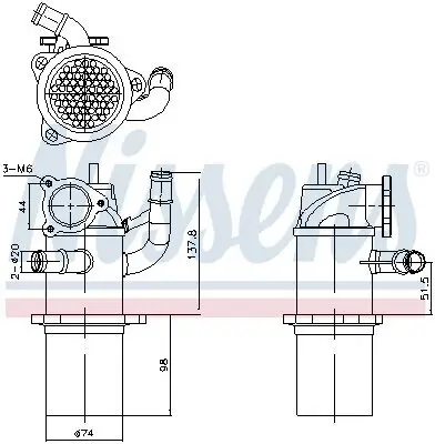 Kühler, Abgasrückführung NISSENS 989423 Bild Kühler, Abgasrückführung NISSENS 989423