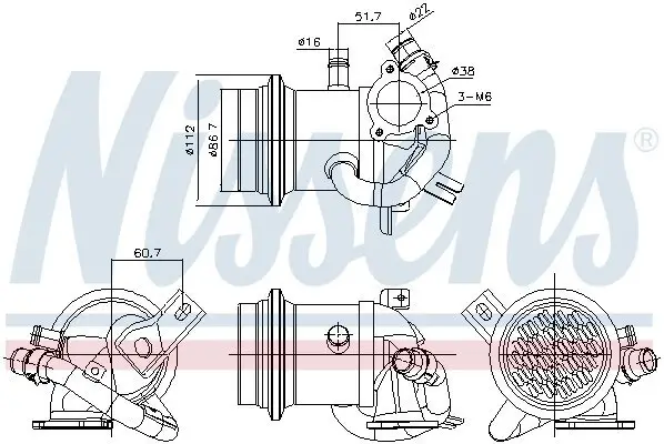 Kühler, Abgasrückführung NISSENS 989424