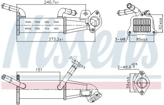 Kühler, Abgasrückführung NISSENS 989451 Bild Kühler, Abgasrückführung NISSENS 989451