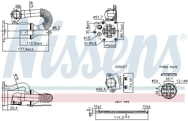 Kühler, Abgasrückführung NISSENS 989453