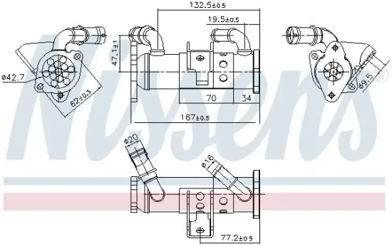 Kühler, Abgasrückführung rechts NISSENS 989473 Bild Kühler, Abgasrückführung rechts NISSENS 989473
