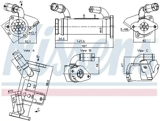 Kühler, Abgasrückführung links NISSENS 989474 Bild Kühler, Abgasrückführung links NISSENS 989474