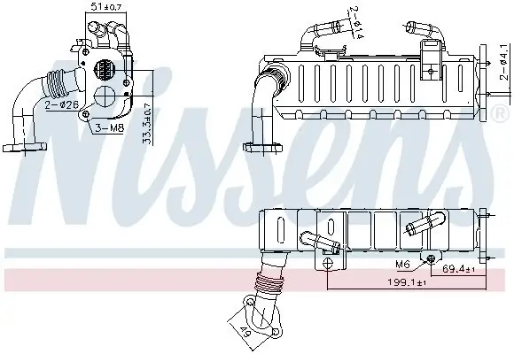 Kühler, Abgasrückführung NISSENS 989475