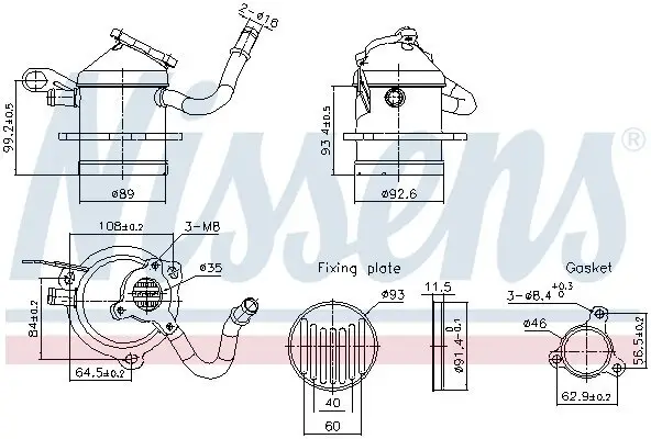 Kühler, Abgasrückführung NISSENS 989480