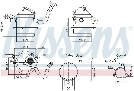 Kühler, Abgasrückführung NISSENS 989480 Bild Kühler, Abgasrückführung NISSENS 989480