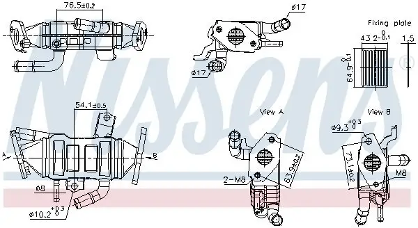 Kühler, Abgasrückführung NISSENS 989488