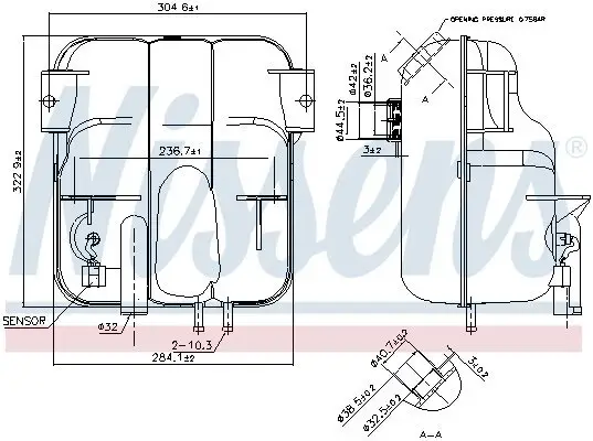 Ausgleichsbehälter, Kühlmittel NISSENS 996023 Bild Ausgleichsbehälter, Kühlmittel NISSENS 996023