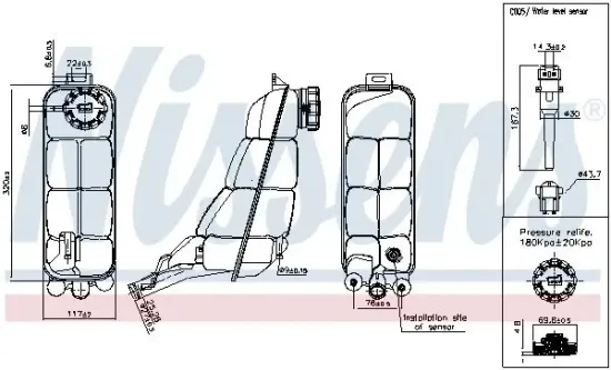 Ausgleichsbehälter, Kühlmittel NISSENS 996152 Bild Ausgleichsbehälter, Kühlmittel NISSENS 996152