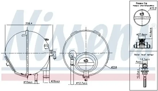 Ausgleichsbehälter, Kühlmittel NISSENS 996186 Bild Ausgleichsbehälter, Kühlmittel NISSENS 996186