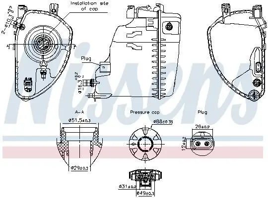 Ausgleichsbehälter, Kühlmittel NISSENS 996198 Bild Ausgleichsbehälter, Kühlmittel NISSENS 996198