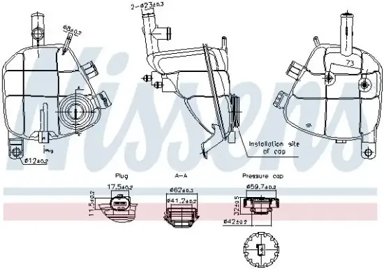 Ausgleichsbehälter, Kühlmittel NISSENS 996202 Bild Ausgleichsbehälter, Kühlmittel NISSENS 996202