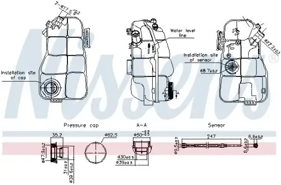 Ausgleichsbehälter, Kühlmittel NISSENS 996215 Bild Ausgleichsbehälter, Kühlmittel NISSENS 996215