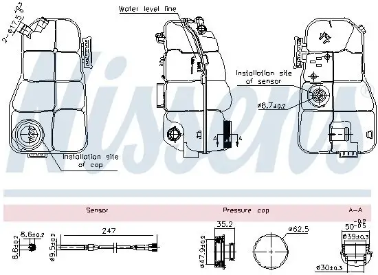 Ausgleichsbehälter, Kühlmittel NISSENS 996216 Bild Ausgleichsbehälter, Kühlmittel NISSENS 996216