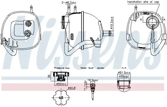 Ausgleichsbehälter, Kühlmittel NISSENS 996222 Bild Ausgleichsbehälter, Kühlmittel NISSENS 996222
